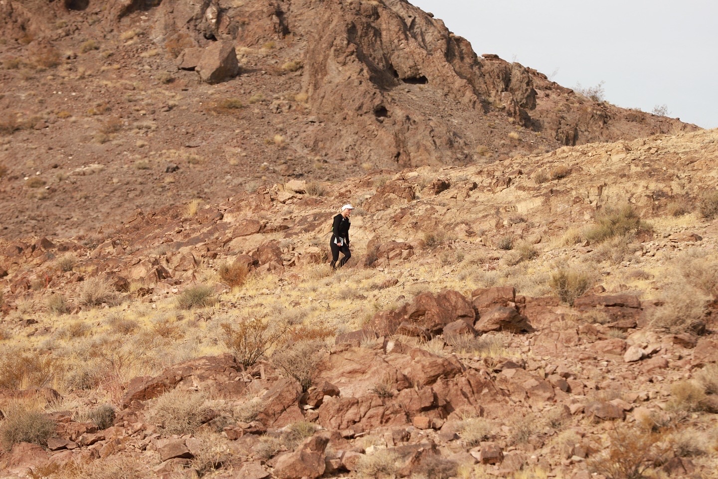 Running across rocky Nevada terrain