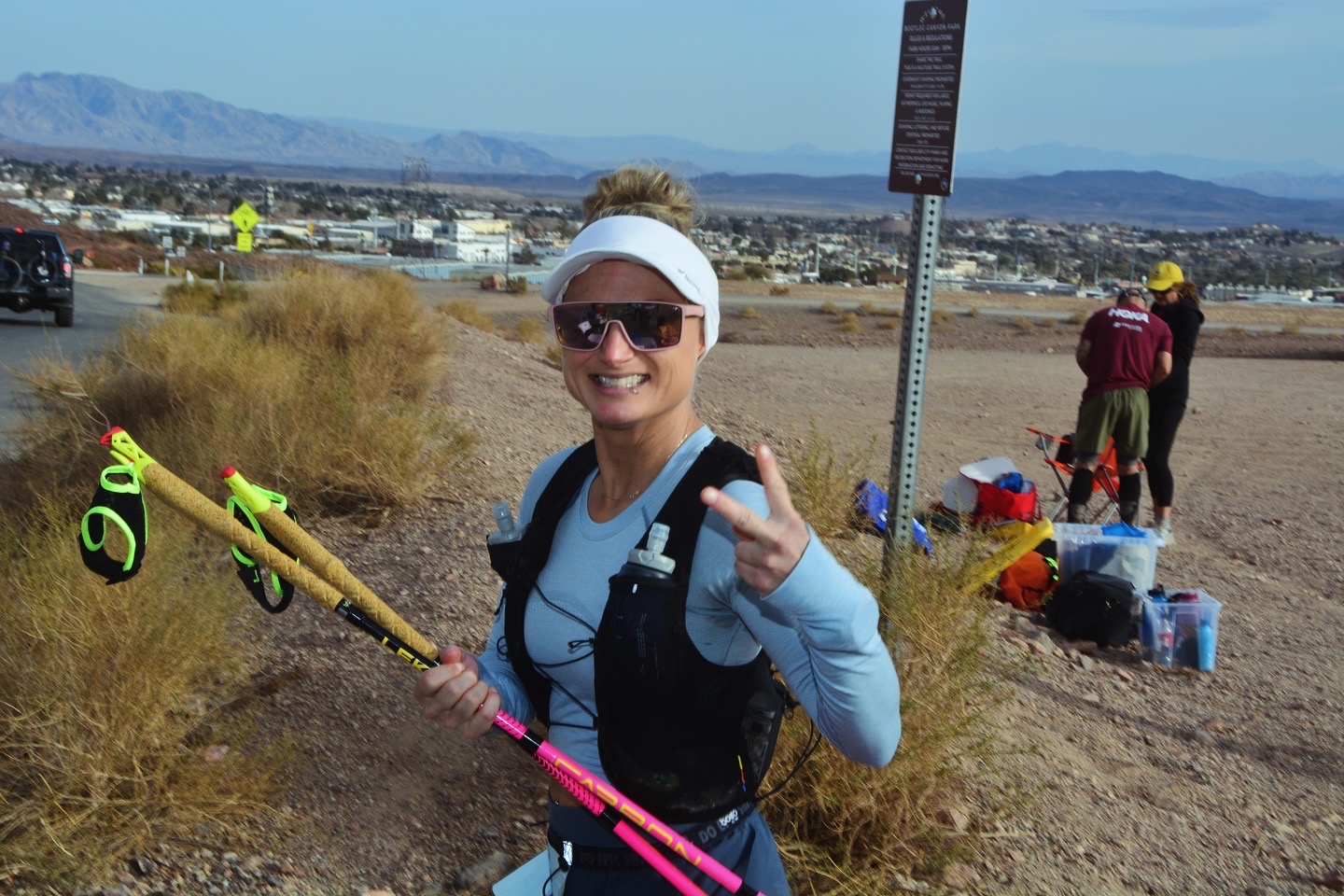 Using hiking poles during Bootleg Boogie